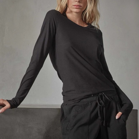 James Perse NWT 100% Cotton Long Sleeve Sheer Crew Neck Top Size M - Picture 1 of 12